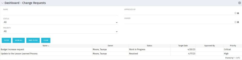 Dashboard: Change Requests - SQL - RegoXchange