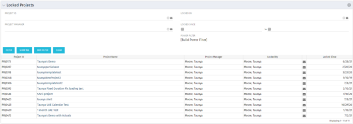 Locked Projects - Postgres