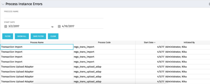 Process Instance Errors - SQL