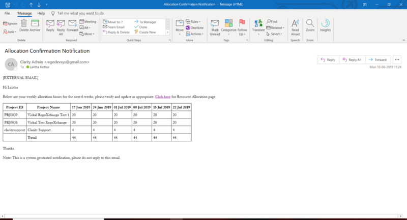 Allocation Confirmation Notification - SQL - RegoXchange