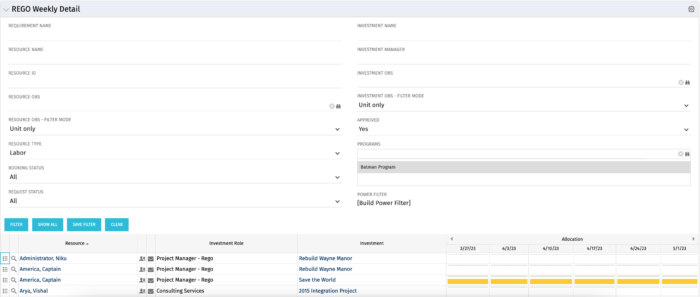 Allocations by Program – Weekly Detail - Oracle