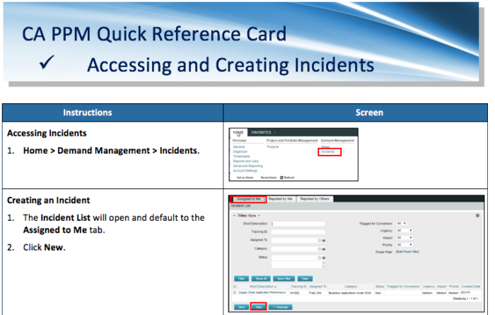 Accessing and Creating Incidents QRC