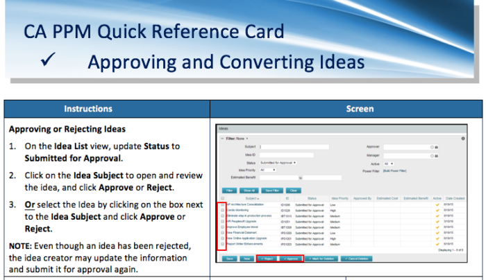 Approving & Converting Ideas QRG