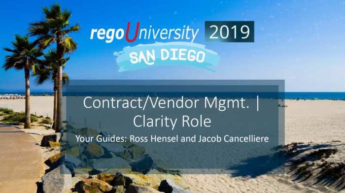 Contract and Vendor Management | Clarity PPM's Role – RegoU 2019