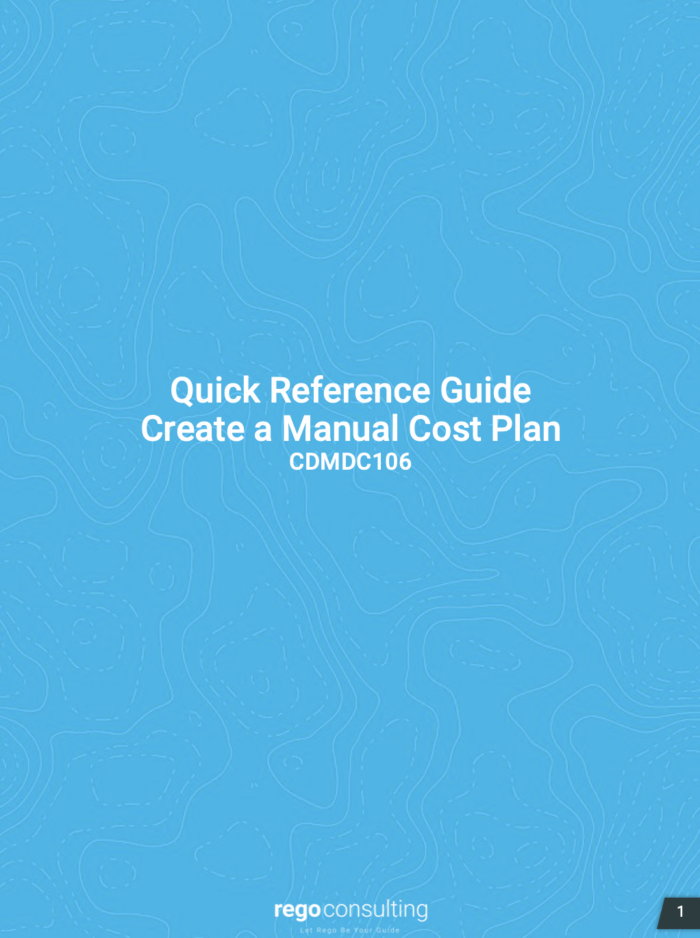 Create a Manual Cost Plan QRG – Classic PHX