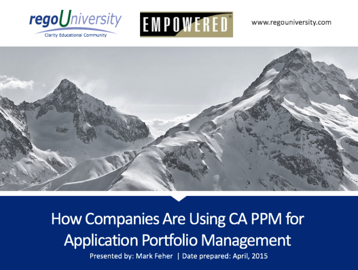 How Companies are using  CA PPM for Application Portfolio Management