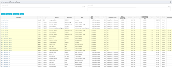 Investment Resource Rates - Postgres