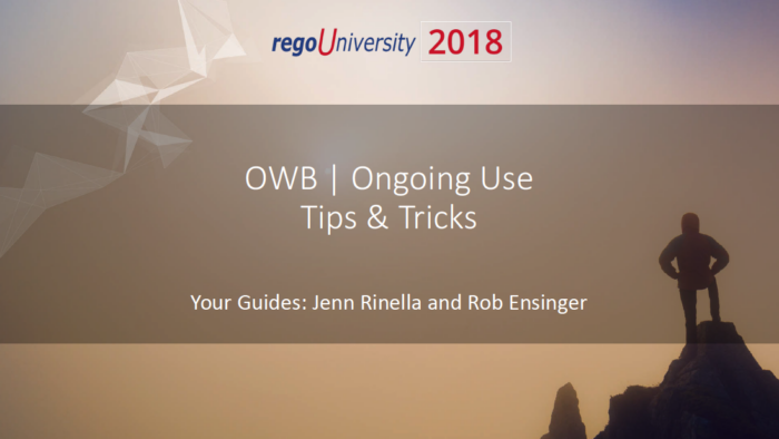 OWB | Ongoing Use Tips & Tricks