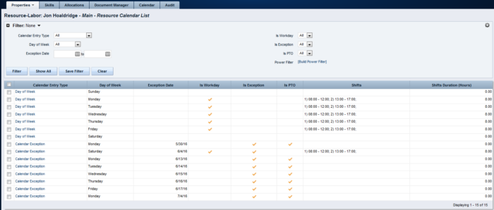 Populate Resource Calendar Data - Oracle