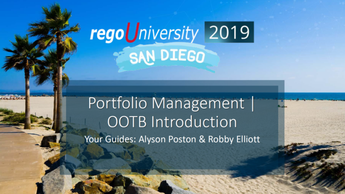 Portfolio Management | OOTB Introduction – RegoU 2019