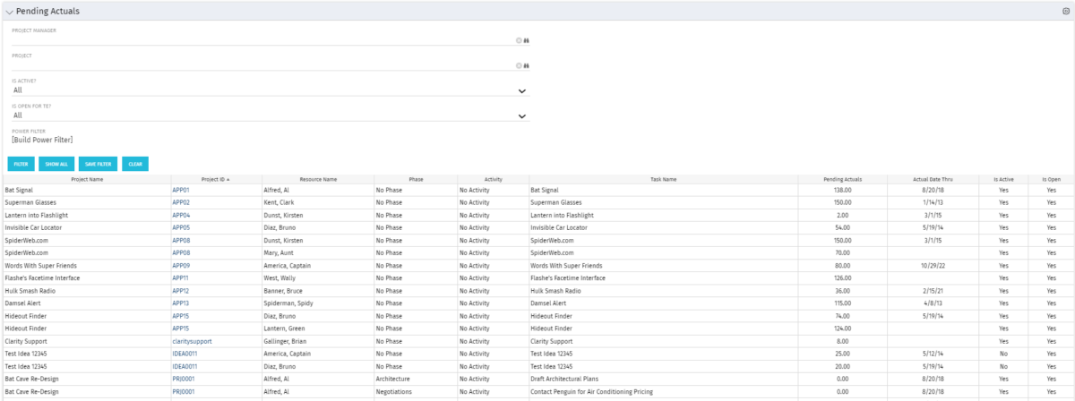 Pending Actuals - SQL - RegoXchange