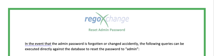 Reset Admin Password