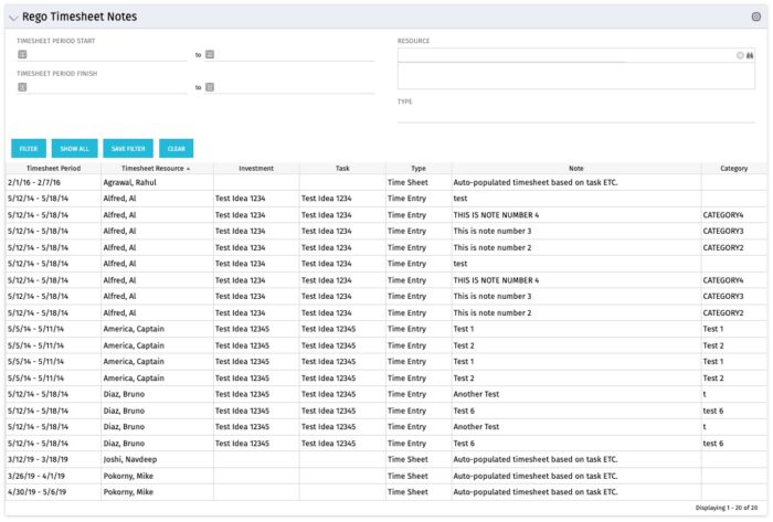 Timesheet Notes - Oracle