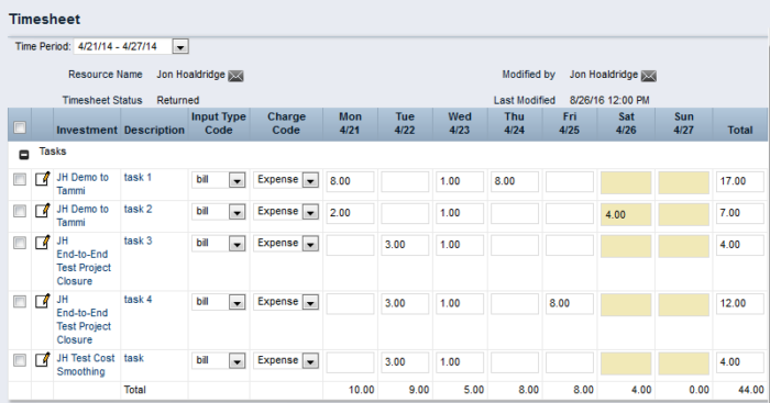 Timesheet Split Process - Postgres