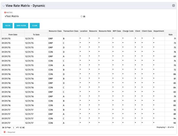 View Rate Matrix - SQL - RegoXchange