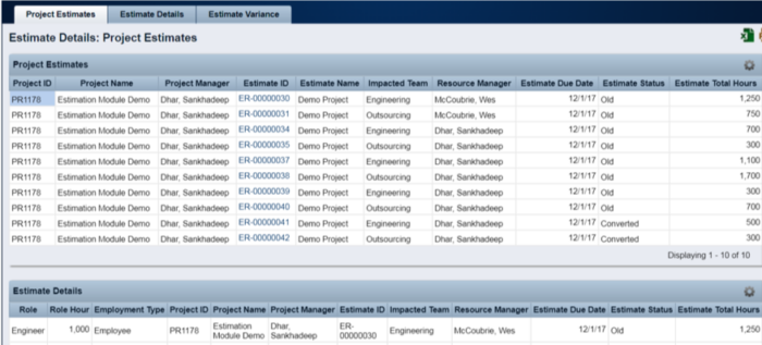 Project Estimation Module - Oracle