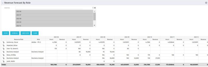 Revenue Forecast by Role