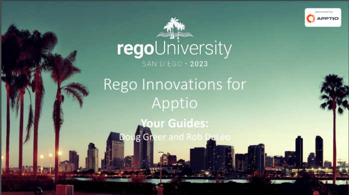 Rego Innovations for Apptio – RegoU 2023