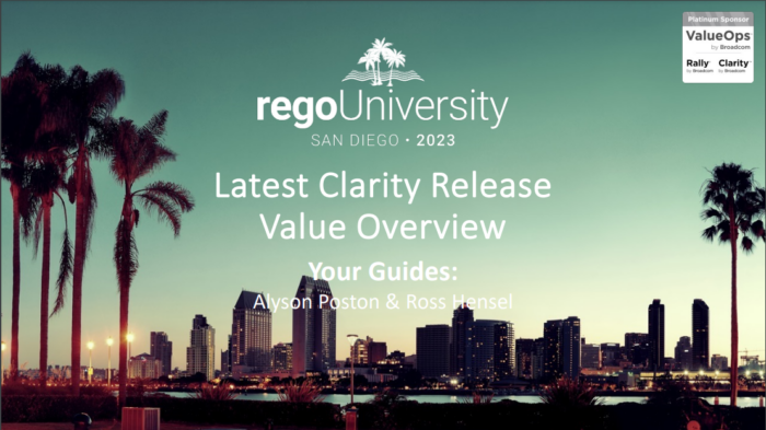 Latest Clarity Release | Value Overview – RegoU 2023