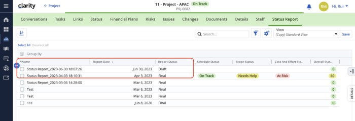 Auto Create Draft Status Report - Postgres